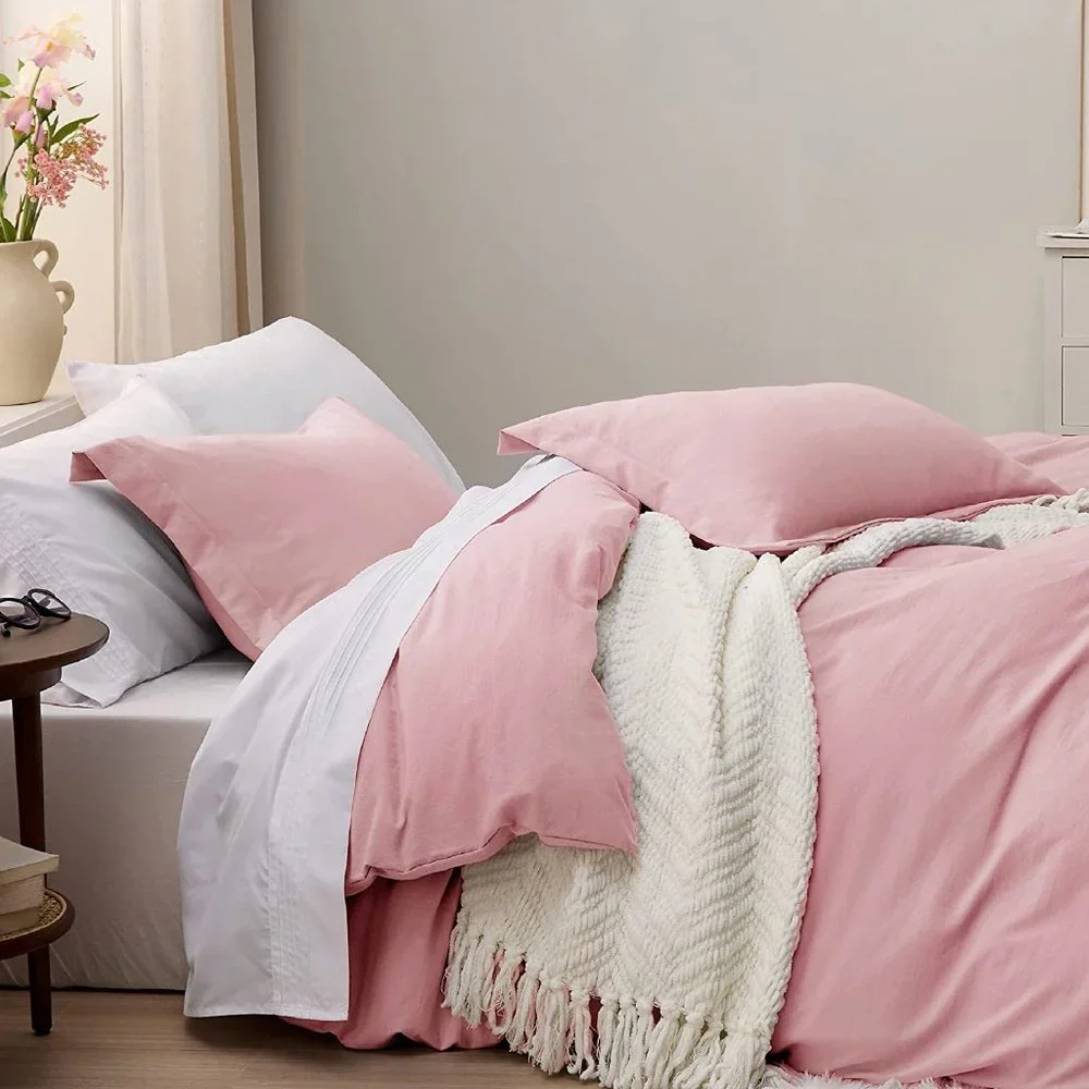 Pink California King Duvet Cover - Soft Prewashed Cal King Duvet Cover Set - Picture 3 of 10